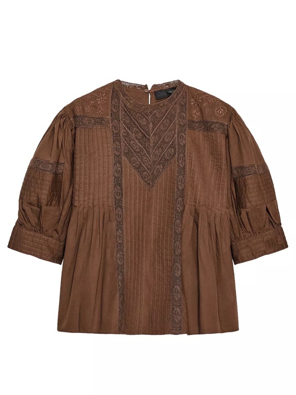 Zara ZW collection Lace Blouse - Brown - L